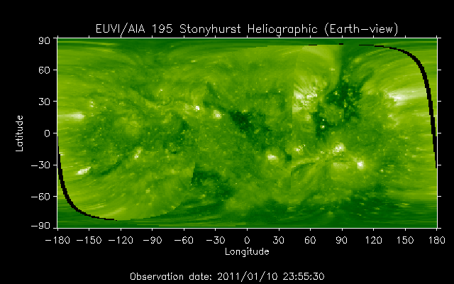 EUVI 195 heliographic map
