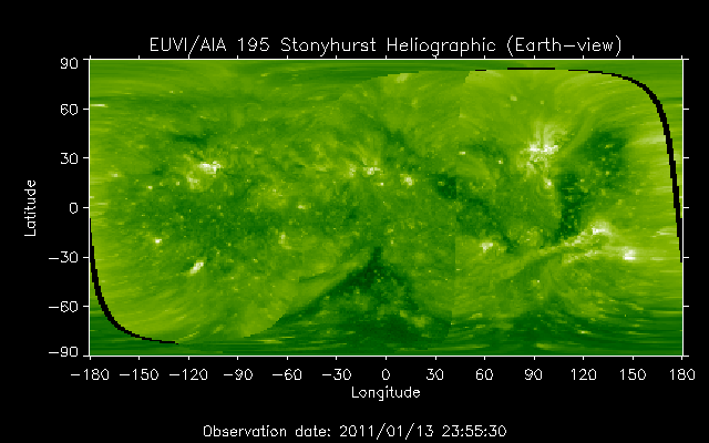EUVI 195 heliographic map
