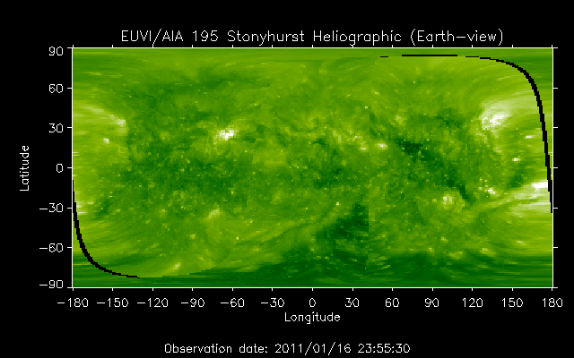 EUVI 195 heliographic map