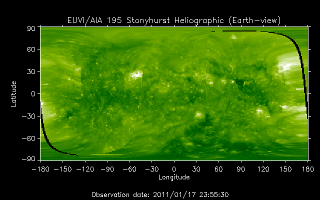 EUVI 195 heliographic map