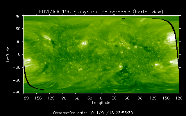 EUVI 195 heliographic map