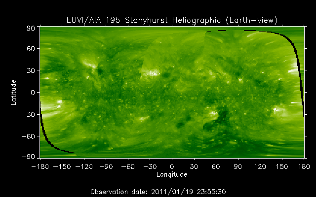 EUVI 195 heliographic map