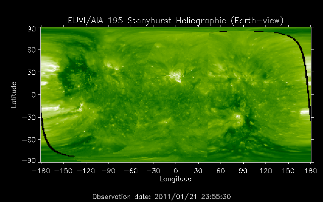 EUVI 195 heliographic map