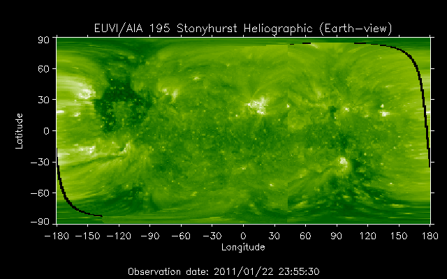 EUVI 195 heliographic map