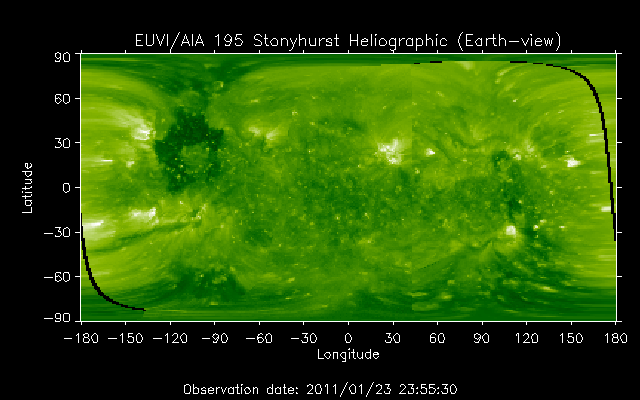 EUVI 195 heliographic map