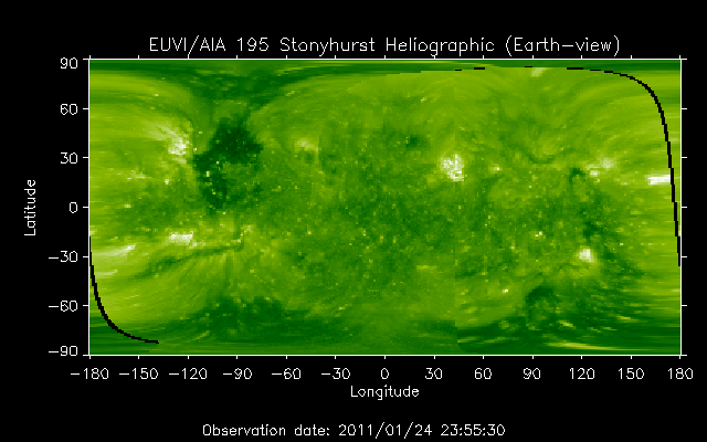 EUVI 195 heliographic map