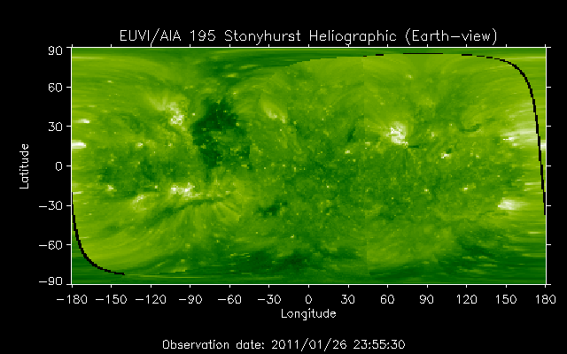 EUVI 195 heliographic map