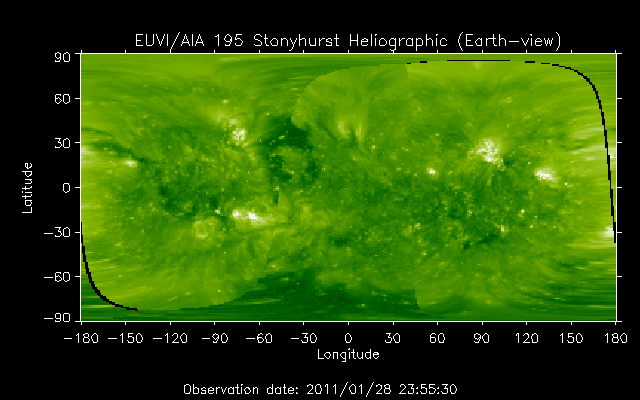 EUVI 195 heliographic map