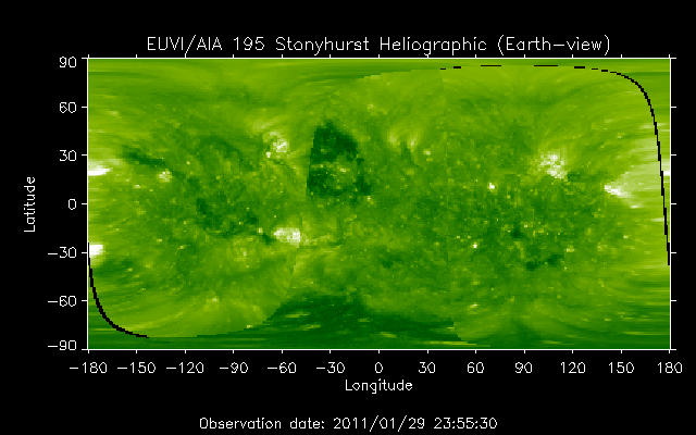 EUVI 195 heliographic map