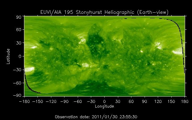 EUVI 195 heliographic map