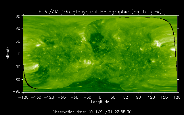 EUVI 195 heliographic map