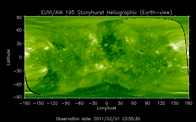 EUVI 195 heliographic map