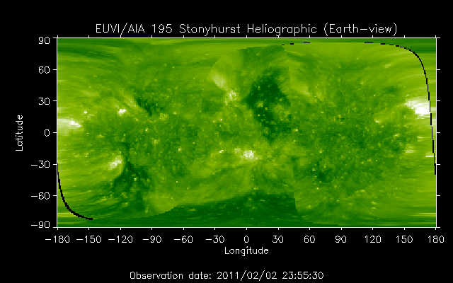 EUVI 195 heliographic map