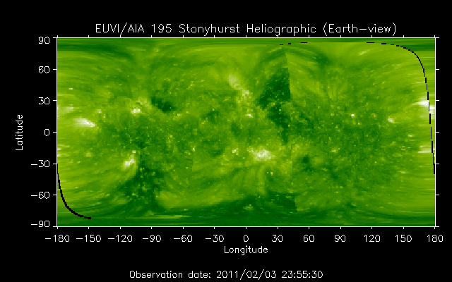 EUVI 195 heliographic map