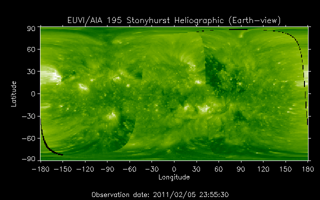 EUVI 195 heliographic map
