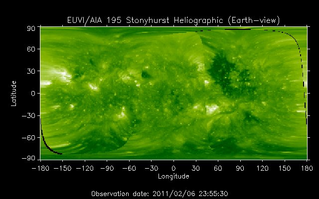 EUVI 195 heliographic map