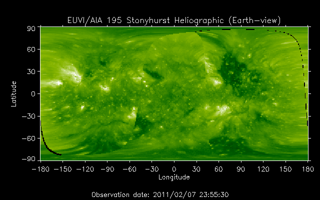 EUVI 195 heliographic map