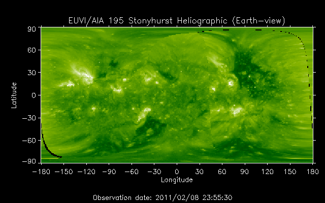 EUVI 195 heliographic map