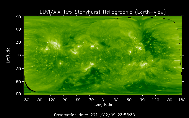 EUVI 195 heliographic map
