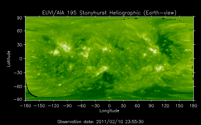 EUVI 195 heliographic map