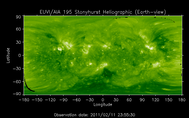 EUVI 195 heliographic map