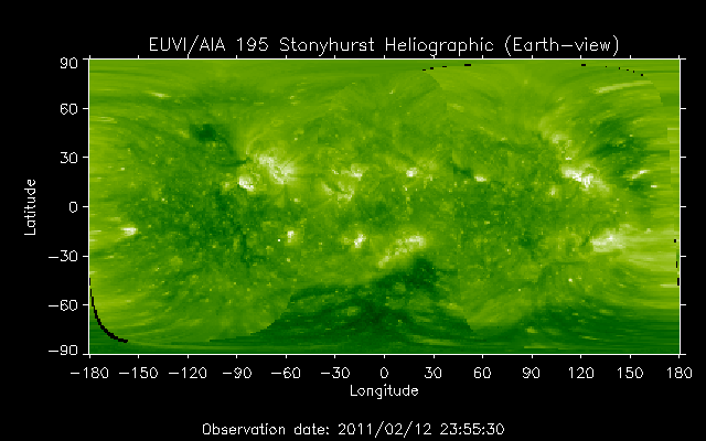 EUVI 195 heliographic map
