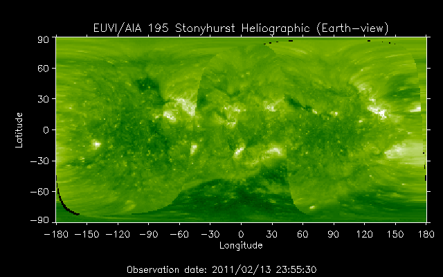 EUVI 195 heliographic map