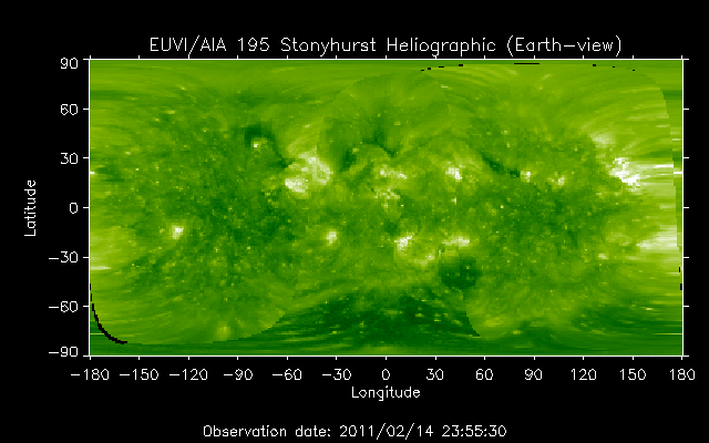 EUVI 195 heliographic map