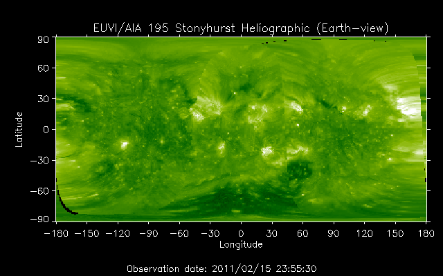 EUVI 195 heliographic map