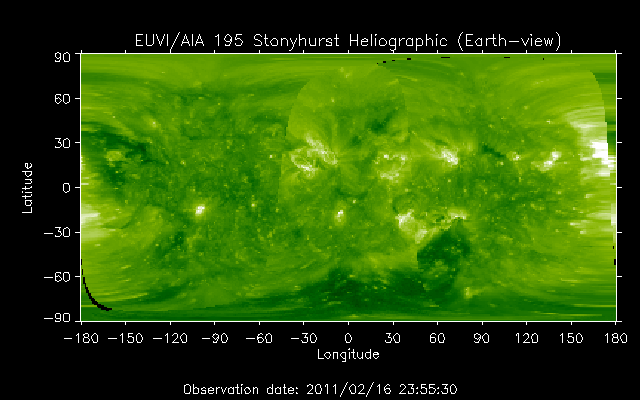 EUVI 195 heliographic map