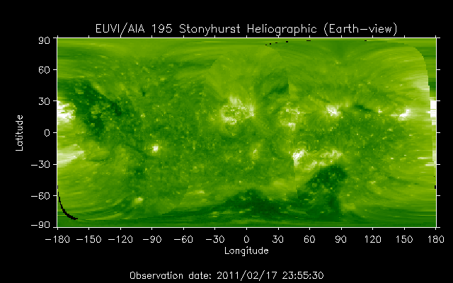 EUVI 195 heliographic map