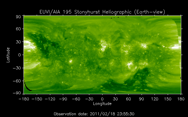 EUVI 195 heliographic map