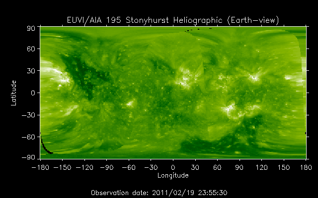EUVI 195 heliographic map