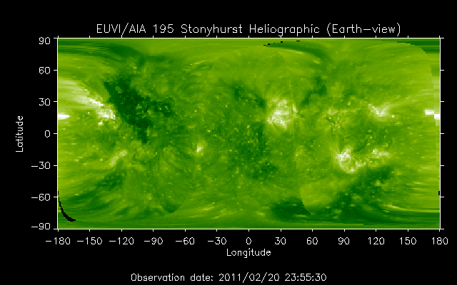 EUVI 195 heliographic map