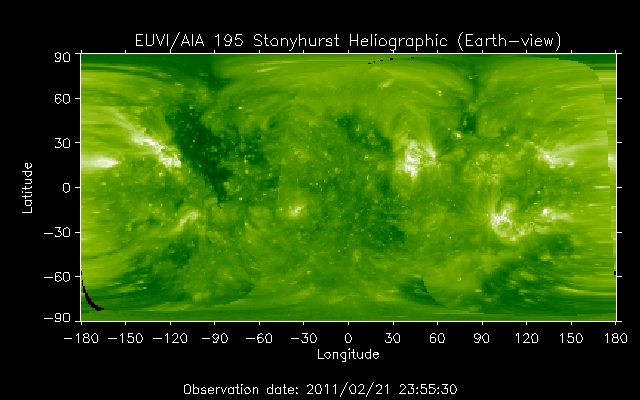 EUVI 195 heliographic map