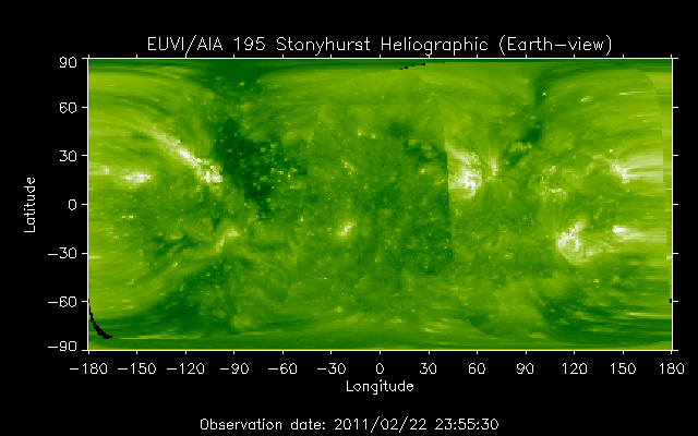 EUVI 195 heliographic map