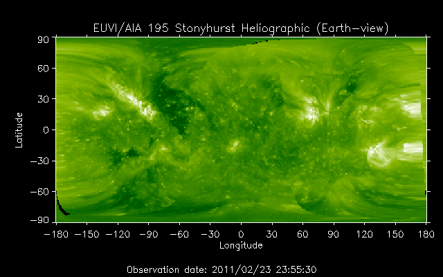 EUVI 195 heliographic map