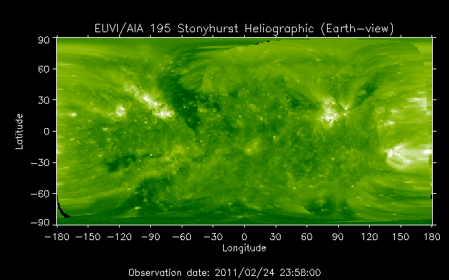 EUVI 195 heliographic map