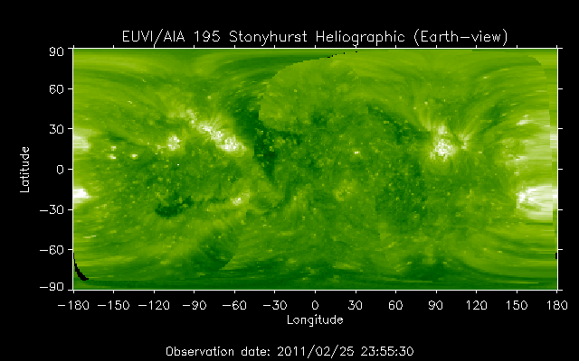 EUVI 195 heliographic map