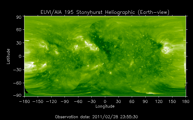 EUVI 195 heliographic map