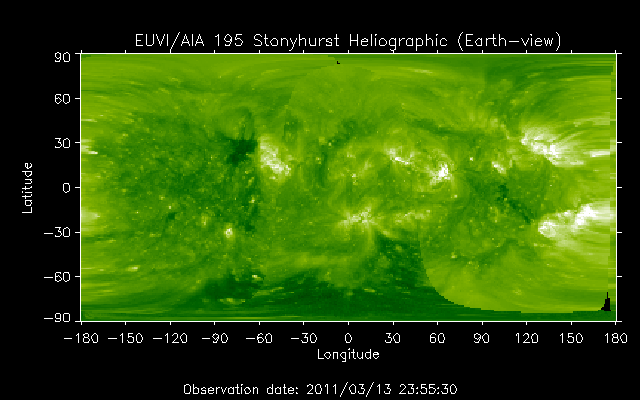 EUVI 195 heliographic map