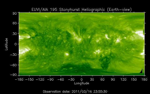 EUVI 195 heliographic map