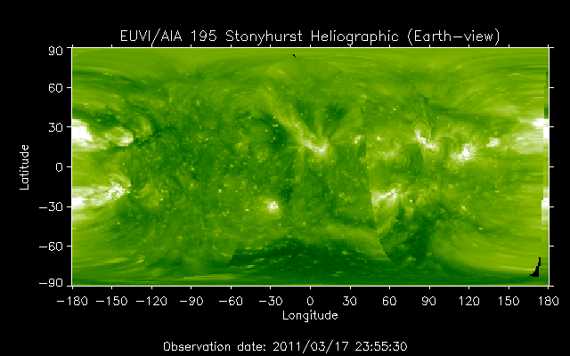 EUVI 195 heliographic map