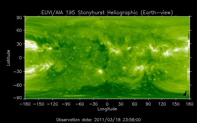 EUVI 195 heliographic map