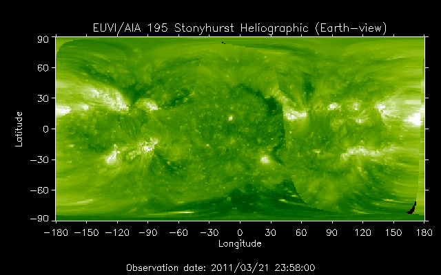 EUVI 195 heliographic map
