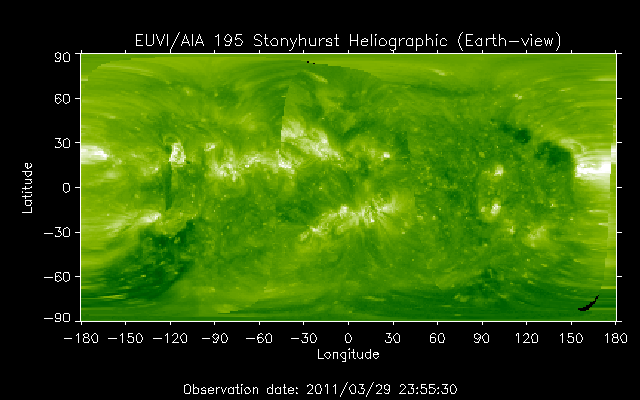 EUVI 195 heliographic map