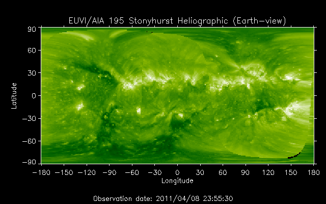 EUVI 195 heliographic map