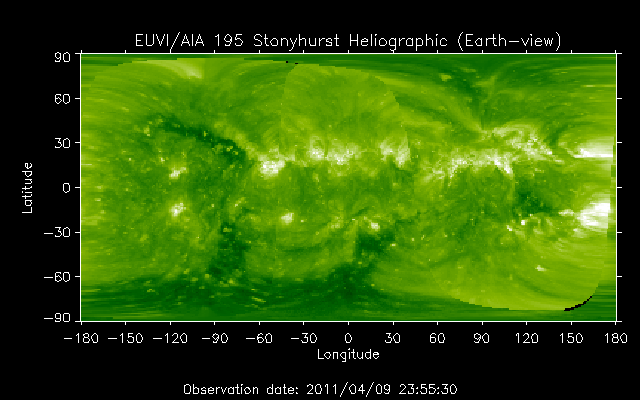 EUVI 195 heliographic map