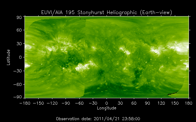 EUVI 195 heliographic map