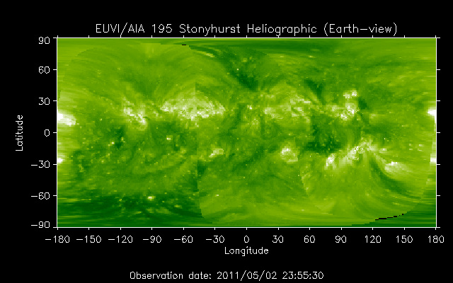 EUVI 195 heliographic map